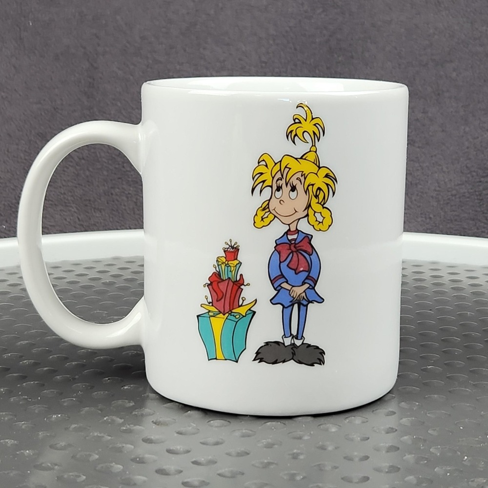 Dr Seuss Grinch Cindy Lou Who Ceramic Coffee Mug‎ Cup 2000s Universal Studios